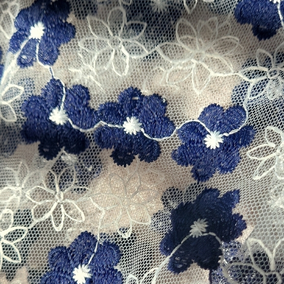 NWOT Alarmira Milano Lace Navy Blue & White Floral Midi Skirt - Picture 10 of 10